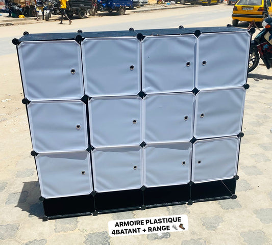 Armoire plastique 4 battants+ Range chaussures