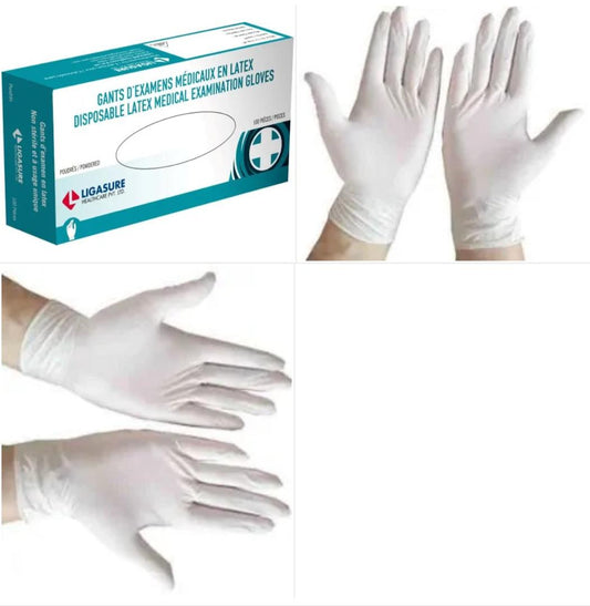 Gants nitrile et latex noire, blanc et Bleu
