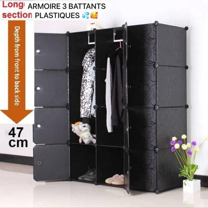 ARMOIRE 3 BATTANTS EN PLASTIQUE – DESIGN MODERNE ET PRATIQUE 🧥