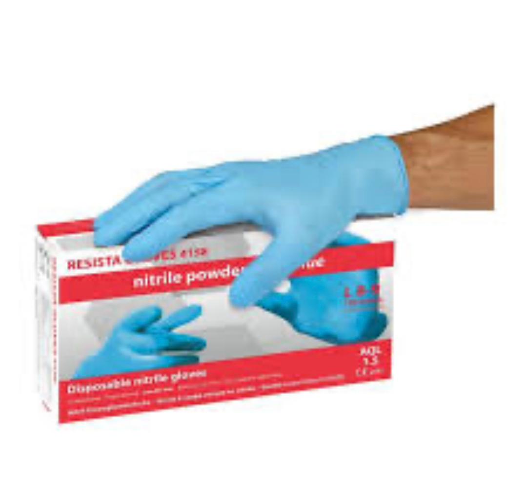 Gants nitrile et latex noire, blanc et Bleu