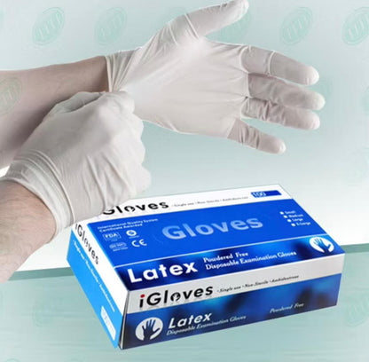 Gants nitrile et latex noire, blanc et Bleu