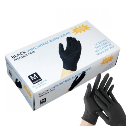 GANTS NOIRS EN VINYLE/NITRILE – SANS POUDRE